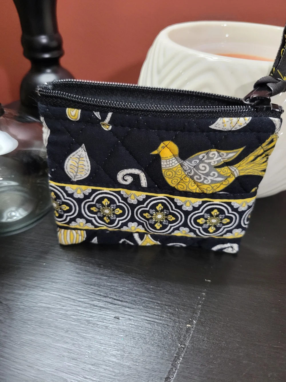 Vera Bradley Yellow Bird cosmetic, Wristlet, and Brush and pencil case trio